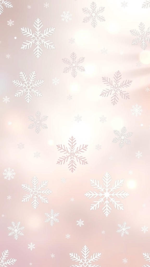 Snowflake Aesthetic Christmas Wallpaper Elegant Christmas wallpaper with intricate snowflakes on a soft pastel background.